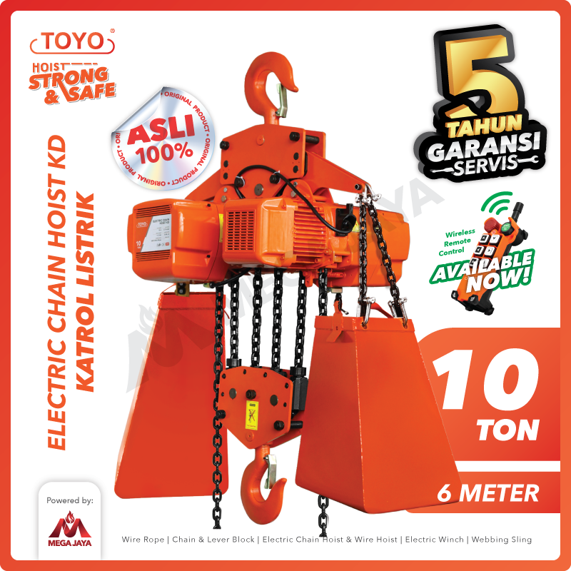 Electric Chain Hoist 10 Ton  x 6 Meter KD Series TOYO