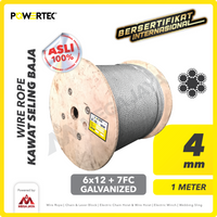Wire Rope / Kawat Seling Baja 6x12 7FC 4mm Galv POWERTEC - 1 Meter