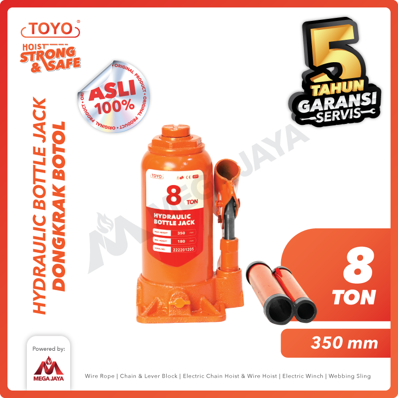 Hydraulic Bottle Jack / Dongkrak Botol 8 Ton TOYO