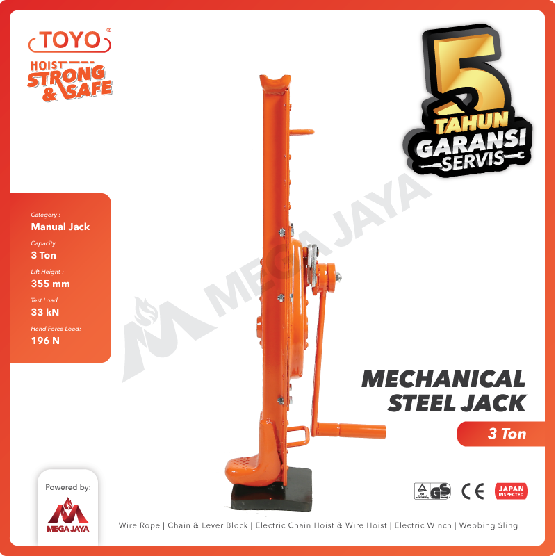 Mechanical Steel Jack / Dongkrak Kereta 3 Ton TOYO