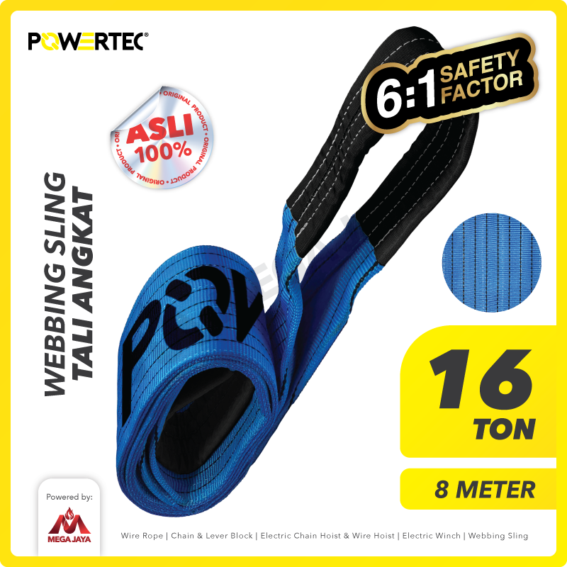 Webbing Sling Belt / Tali Angkat 16 Ton x 8 Meter POWERTEC Double Ply