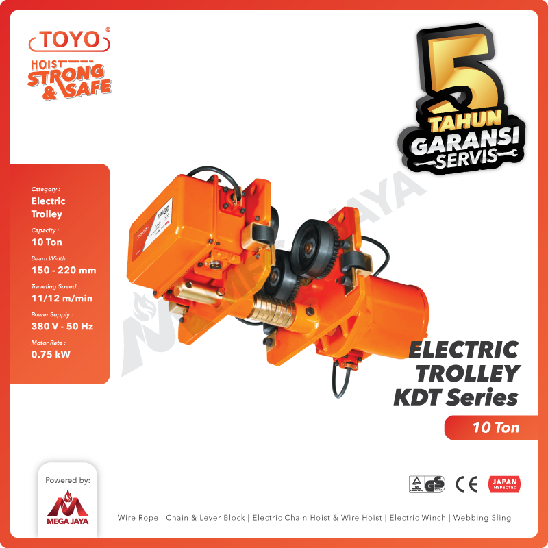 Electric Trolley Girder 10 Ton KDT Series TOYO