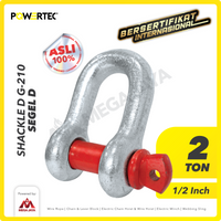 Shackle D G210 2 Ton - 1/2" POWERTEC Segel Dee Screw Pin