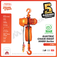 Electric Chain Hoist 5 Ton  x 6 Meter HHBD Inverter TOYO