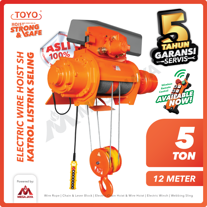 Electric Wire Rope Hoist 5 Ton  x 12 Meter SH Series TOYO