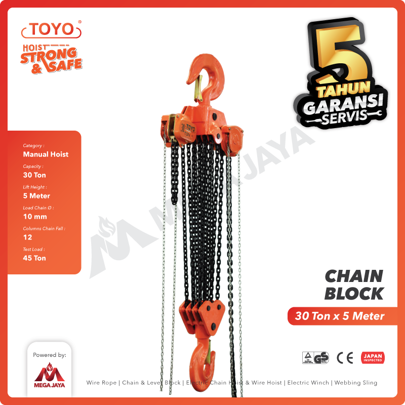 Chain Block / Takel 30 Ton x 5 Meter TOYO