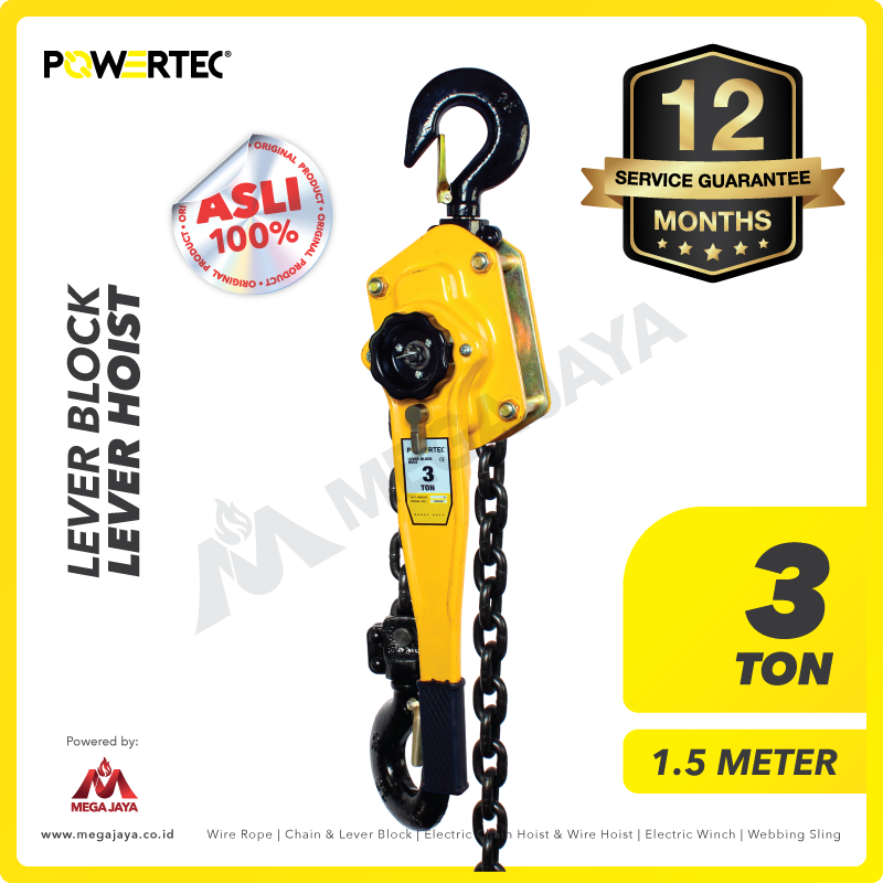 Lever Block / Lever Hoist 3 Ton x 1.5 Meter POWERTEC