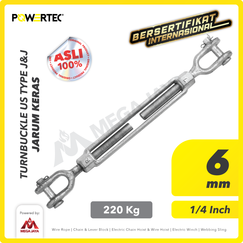 Turnbuckle / Jarum Keras US Type Jaw & Jaw ¼" x 4" Span POWERTEC