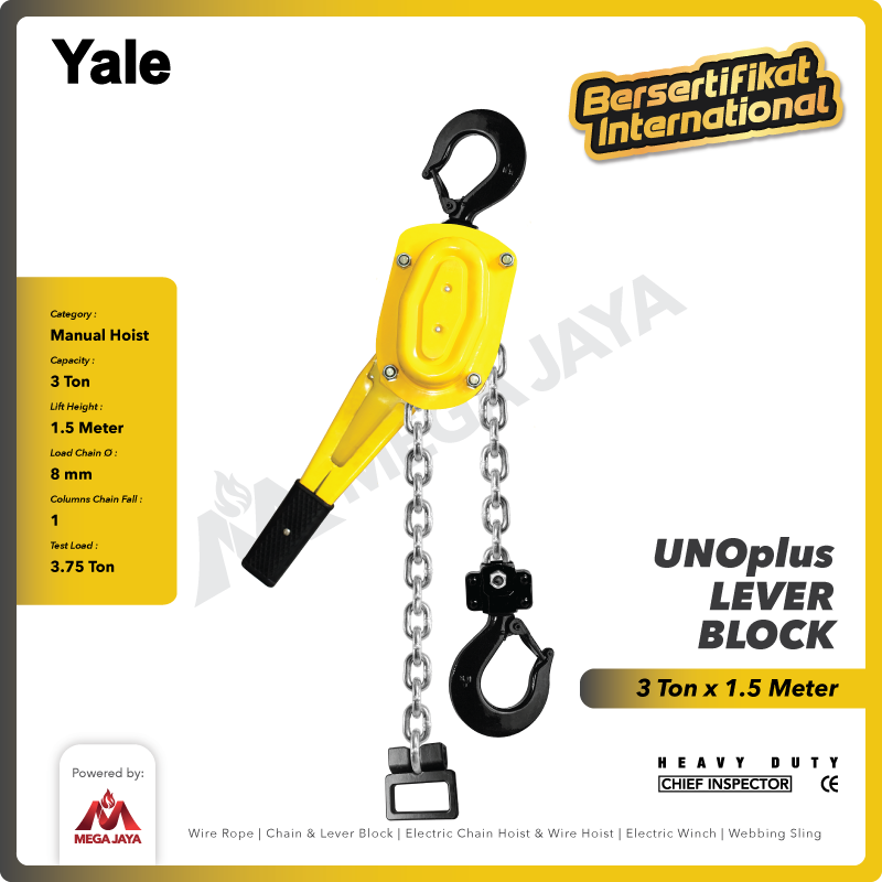 Lever Block / Lever Hoist 3 Ton x 1.5 Meter UNOplus YALE