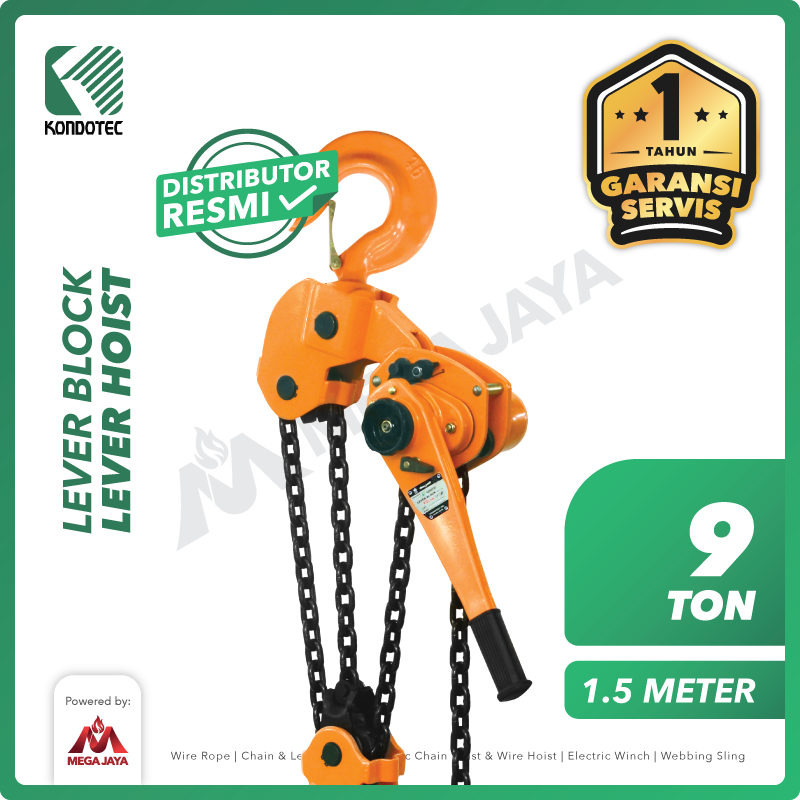 Lever Block / Lever Hoist 9 Ton x 1.5 Meter KONDOTEC