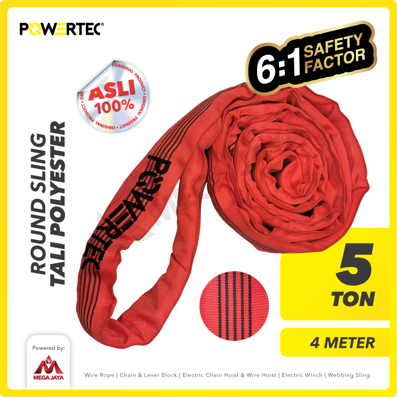 Round Sling / Roundsling 5 Ton  x 4 Meter POWERTEC Double Jacket