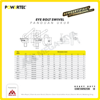 Swivel Eye Bolt / Mata Baut M8 - 0.3 Ton POWERTEC