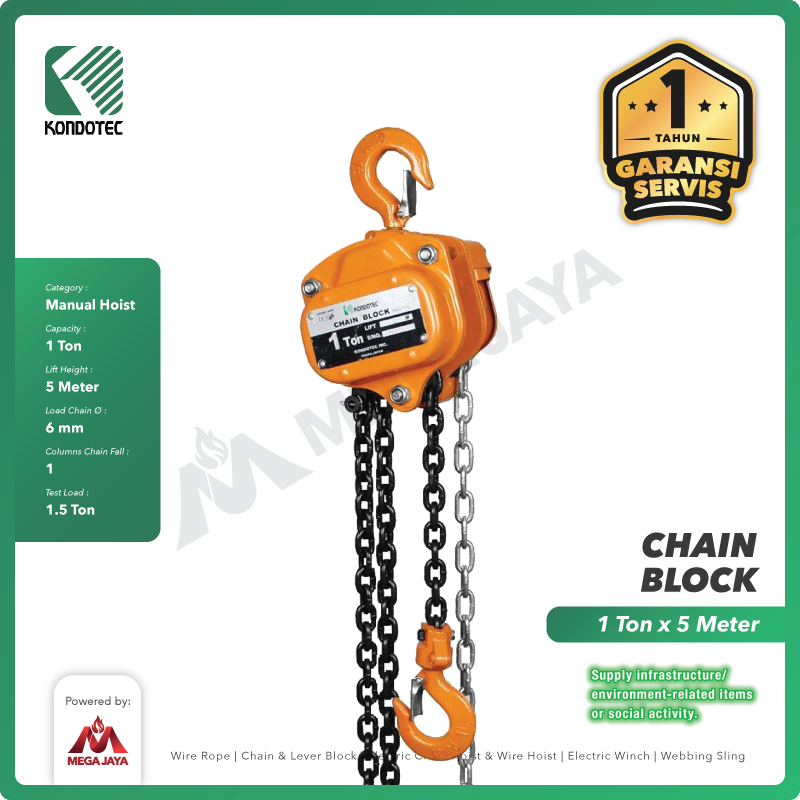Chain Block / Takel 1 Ton x 5 Meter KONDOTEC