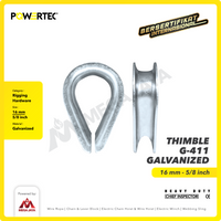 Thimble Wire Rope Kausen Sling G-411 16mm - 5/8" Galvanized POWERTEC