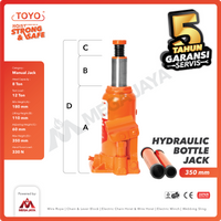 Hydraulic Bottle Jack / Dongkrak Botol 8 Ton TOYO