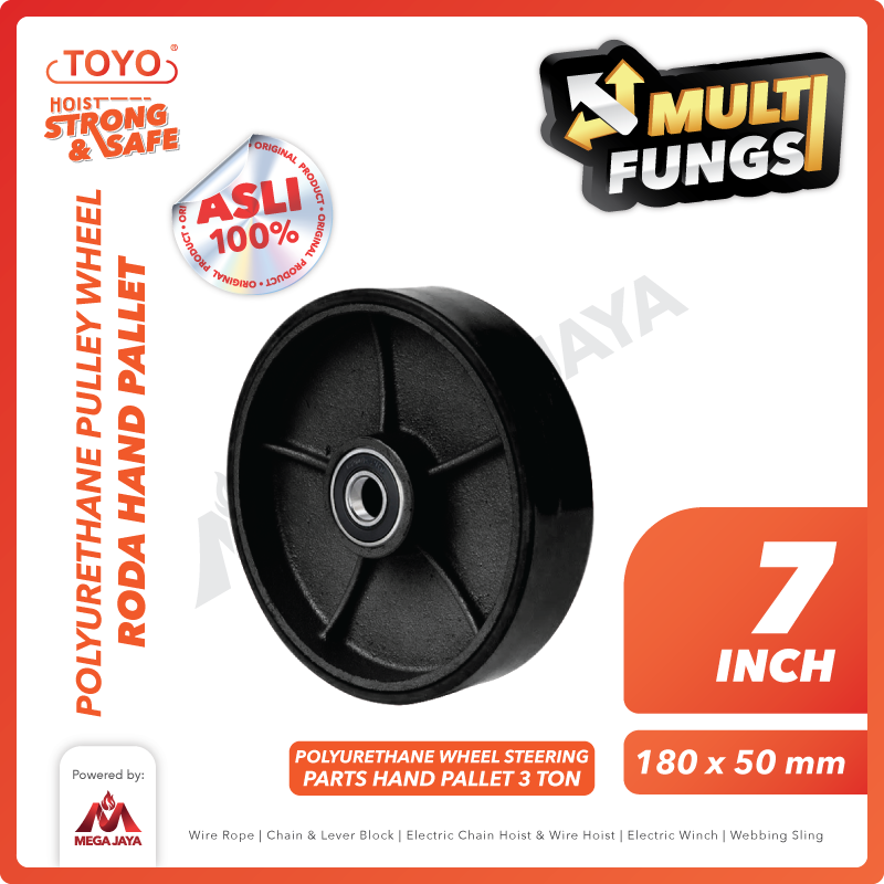 Polyurethane Steering Wheel / Roda Hand Pallet PU 180mm x 50mm 7" TOYO