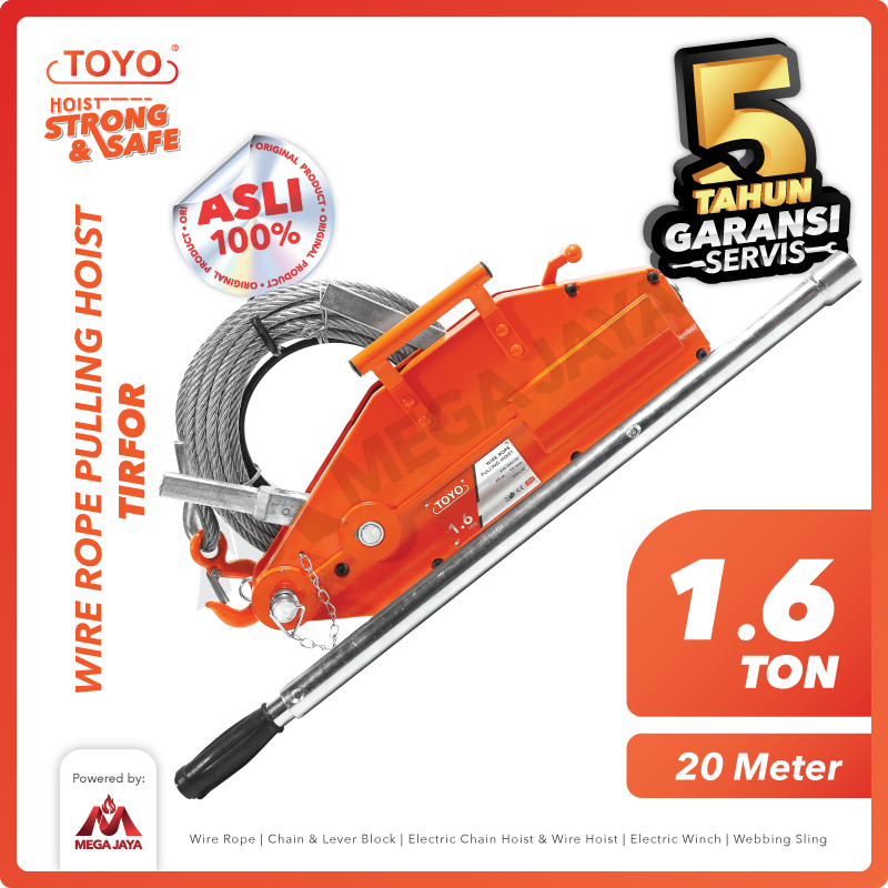 Wire Rope Pulling Hoist / Tirfor 1.6 Ton x 20 Meter TOYO