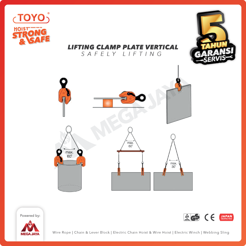 Vertical Lifting Clamp 3 Ton TOYO