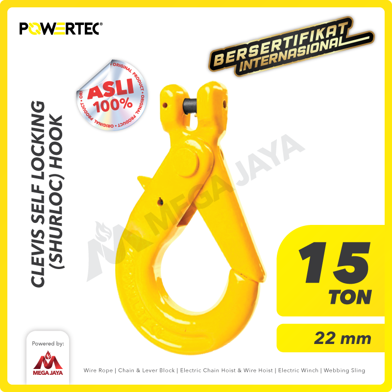 Clevis Self-Locking Hook 22mm - 15 Ton POWERTEC