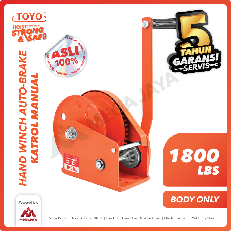 Hand Winch Auto Brake / Katrol Manual 1800 Lbs TOYO