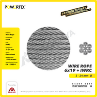 Wire Rope / Kawat Seling Baja 6x19 IWRC 14mm Galv POWERTEC - 1 Meter