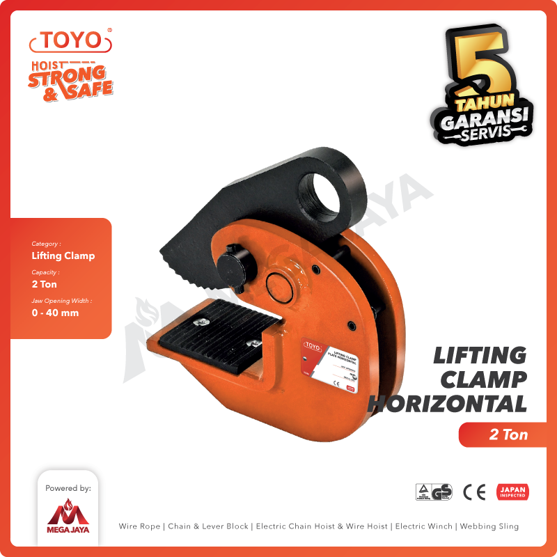 Horizontal Lifting Clamp 2 Ton TOYO