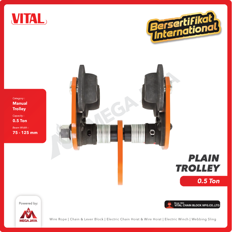Plain Trolley / Manual Troli 0.5 Ton VITAL