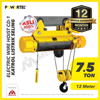 Electric Wire Rope Hoist 7.5 Ton  x 12 Meter 3 Phase CD-1 POWERTEC