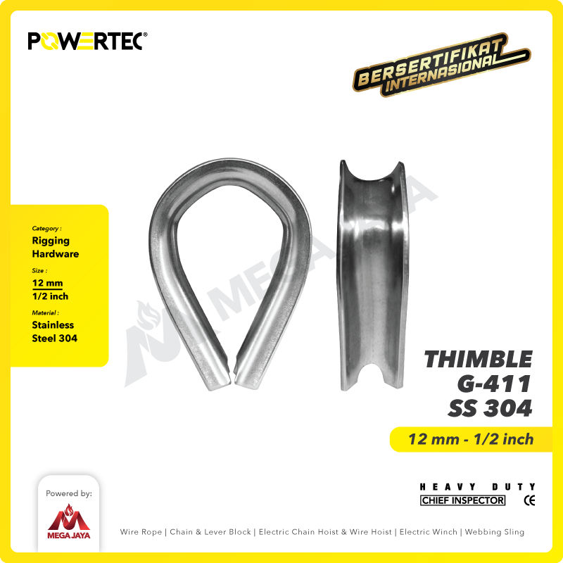 Thimble Wire Rope Kausen Sling Stainless Steel 12mm - 1/2" POWERTEC