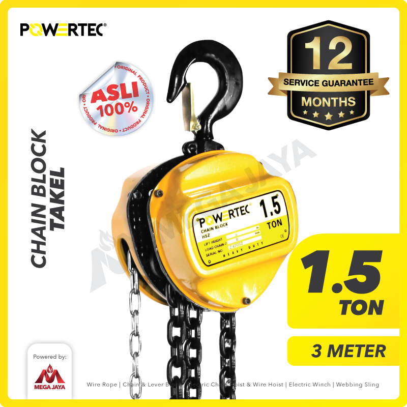 Chain Block / Takel 1.5 Ton x 3 Meter POWERTEC