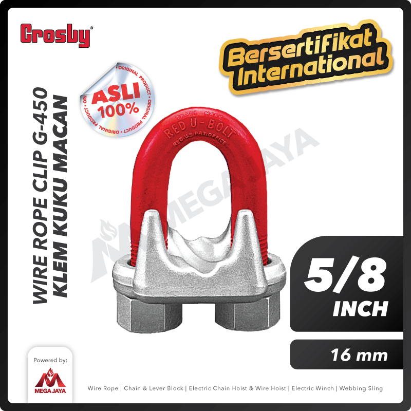 Wire Rope Clip / Klem Seling Kuku Macan 5/8" - 16mm G450 CROSBY
