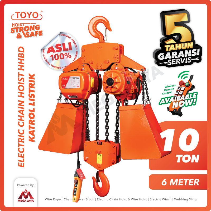 Electric Chain Hoist 10 Ton  x 6 Meter HHBD Series TOYO