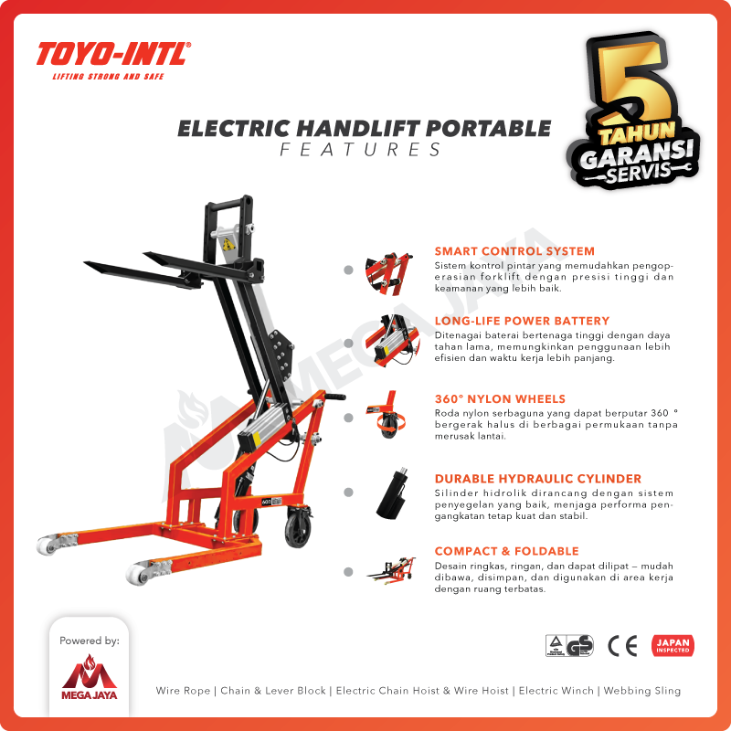 Electric Handlift Portable 600 Kg x 1.5 M TOYO-INTL