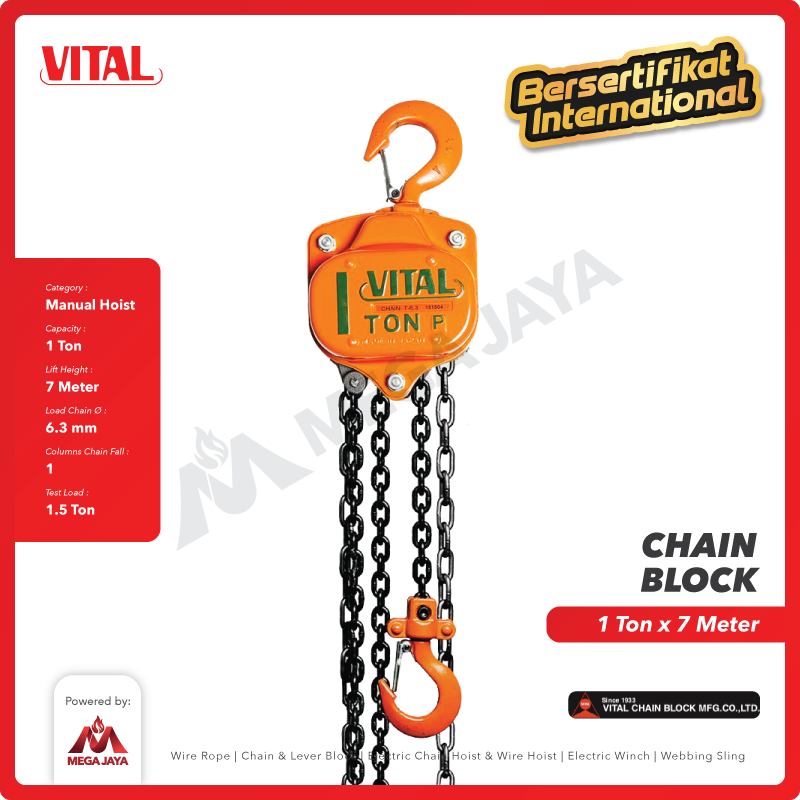 Chain Block / Takel 1 Ton x 7 Meter VITAL