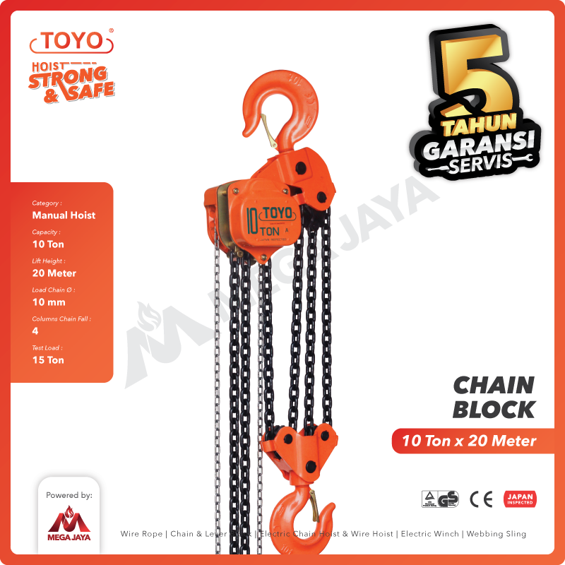 Chain Block / Takel 10 Ton x 20 Meter TOYO