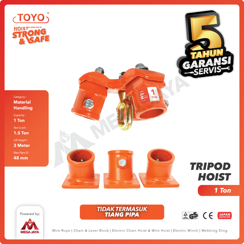 Tripod Hoist / Rescue Tripod 1 Ton + Foot Stand TOYO