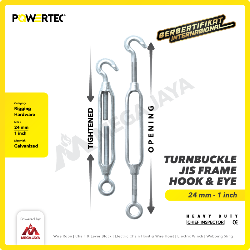 Turnbuckle / Jarum Keras JIS Hook & Eye M24 Span Skrup POWERTEC
