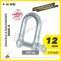Shackle D Galvanized 12mm - 1/2" POWERTEC Segel Dee Galvanis