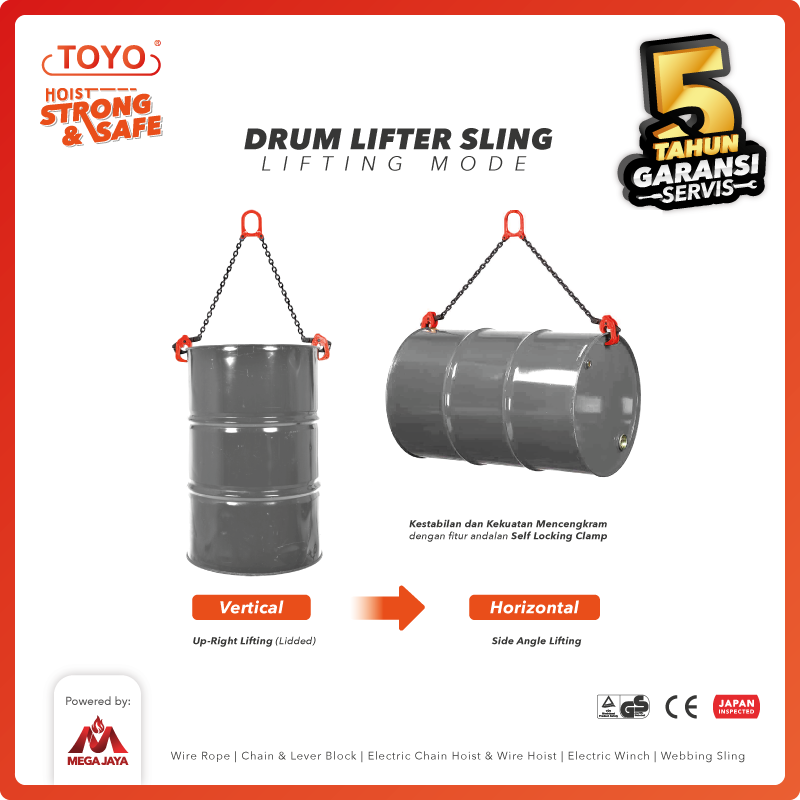 Drum Lifter / Pengangkut Drum Rantai 1 Ton x 0.5 Meter TOYO