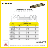 Turnbuckle / Jarum Keras SS 304 Hook & Hook M6 Span Skrup POWERTEC