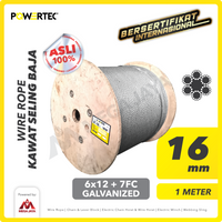 Wire Rope / Kawat Seling Baja 6x12 7FC 16mm Galv POWERTEC - 1 Meter