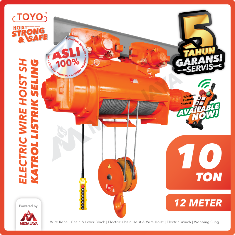 Electric Wire Rope Hoist 10 Ton  x 12 Meter SH Series TOYO