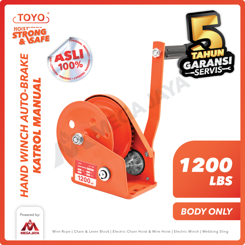 Hand Winch Auto Brake / Katrol Manual 1200 Lbs TOYO