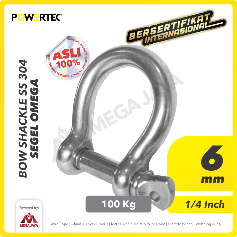 Bow Shackle Omega Stainless Steel 304 6mm POWERTEC Segel SS