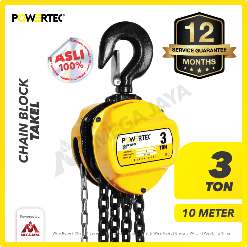 Chain Block / Takel 3 Ton x 10 Meter POWERTEC