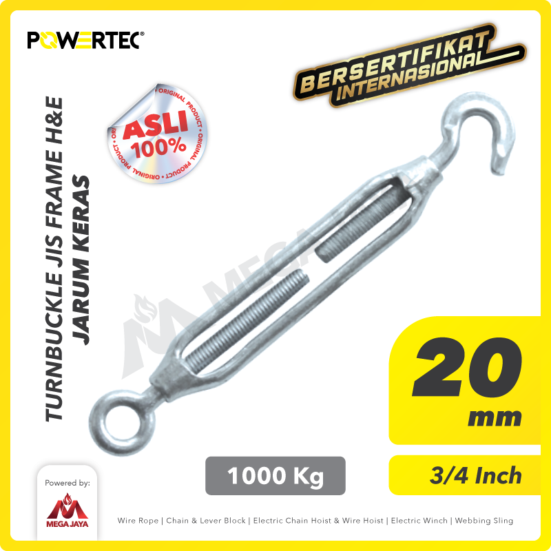Turnbuckle / Jarum Keras JIS Hook & Eye M20 Span Skrup POWERTEC