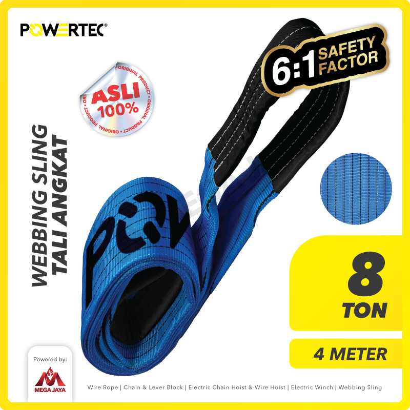 Webbing Sling Belt / Tali Angkat 8 Ton x 4 Meter POWERTEC Double Ply