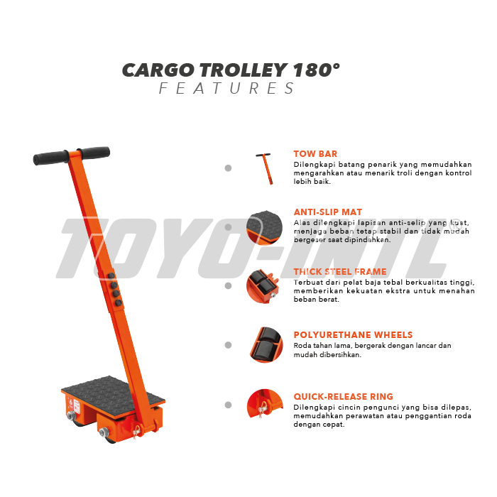Cargo Trolley 180 Degree 12 Ton + Handle