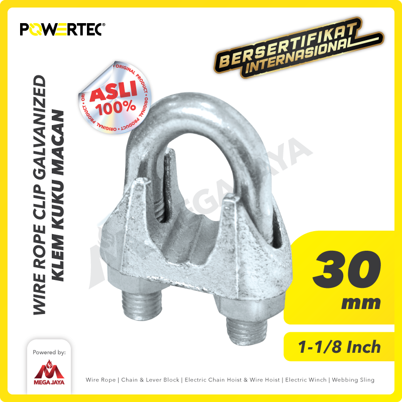 Wire Rope Clip / Klem Seling Kuku Macan Galv 28mm - 1-1/8" POWERTEC