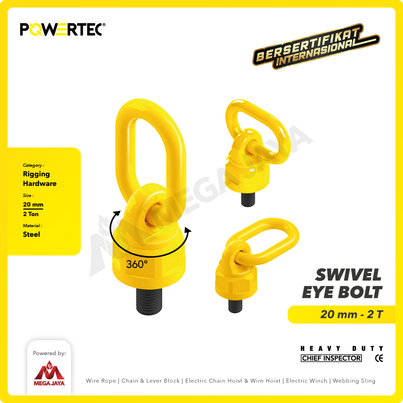 Swivel Eye Bolt / Mata Baut M20 - 2 Ton POWERTEC